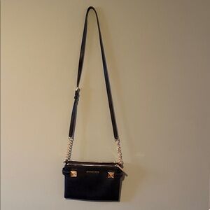 Michael Kors Black Crossbody Bag with Gold Accents